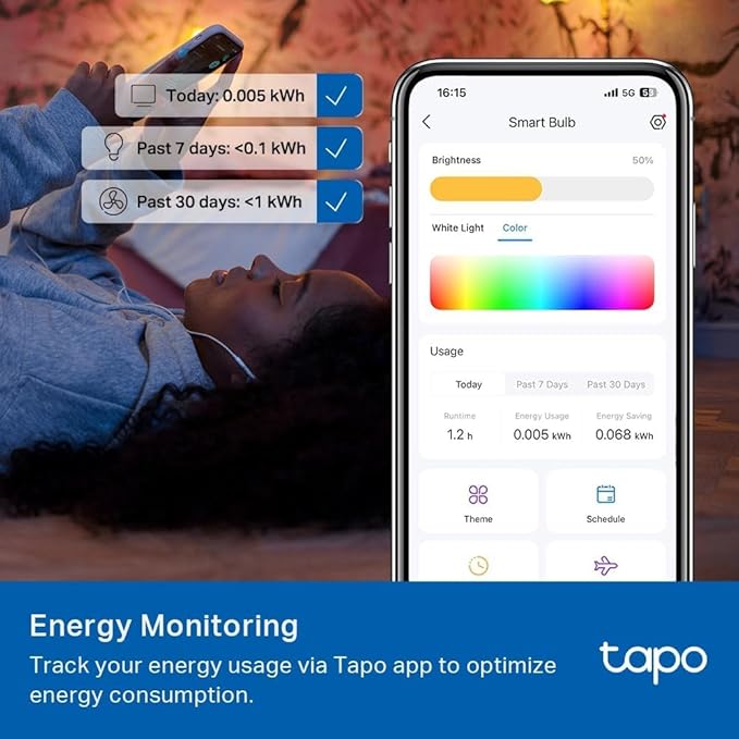 TP-Link Tapo Smart Light Bulbs, 1100 Lumens High Brightness(75W Equivalent), Matter-Certified, 16M Colors RGBW LED Bulb, Dimmable, CRI>90, Voice Control w/Siri, Alexa & Google Home, A19 E26 Tapo L535E