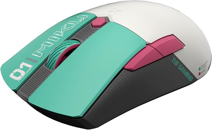 ASUS TUF Gaming Hatsune Miku Edition Mini Wireless Mouse – Right-Handed, 65g Lightweight, Compact, Tri-Mode Connectivity, 12K DPI, up to 134Hr Battery, RGB Miku Logo, PC/Mac Support - Aqua
