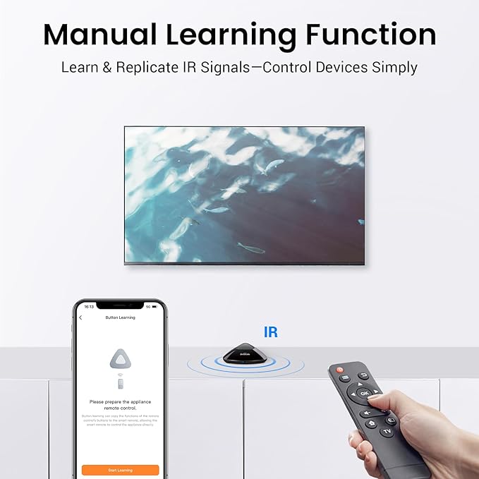 Broadlink RM MAX Smart Home Hub, Wi-Fi & BLE Universal Remote for IR/RF Devices, Compatible with Alexa & Google Home, Easy Setup, RF Hub for TV, AC, Blinds