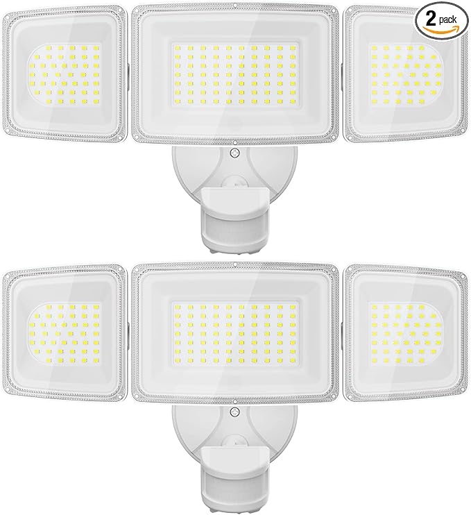 Onforu 2 Pack 100W LED Security Lights Motion Sensor Outdoor, 9000LM Super Bright Flood Light Motion Detector, IP65 Waterproof Exterior Floodlight, 6000K Hardwired Wall Light (White)