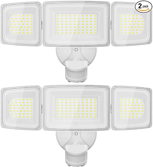 Onforu 2 Pack 100W LED Security Lights Motion Sensor Outdoor, 9000LM Super Bright Flood Light Motion Detector, IP65 Waterproof Exterior Floodlight, 6000K Hardwired Wall Light (White)