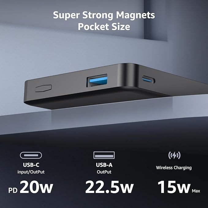 Portable Charger, for Magsafe Power Bank with Foldable Alloy-Stand, 10000mAh Magnetic Battery Pack with 22.5W Fast Charging for iPhone 17/16/15/14/13/12 Series