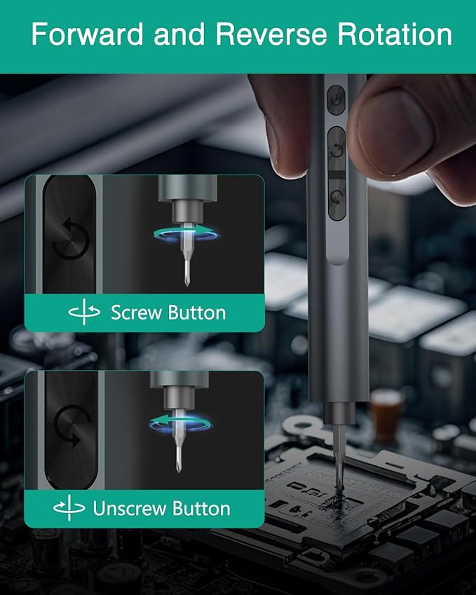 ORIA 49-in-1 Mini Electric Screwdriver, 3.6V Precision Screwdriver Set with 47 Magnetic Bits, LED Lights, Rechargeable Repair Tool Kit for Phone, PC, Laptop, Watch, DIY