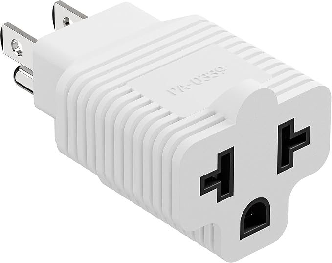 [4-in-1] 15 Amp Household AC Plug to 20 Amp T Blade Adapter,5-15P to 5-20R,5-15P to 6-15R,5-15P to 6-20R, 4 in 1 AC Power Adapter,15A 125V to 20A 250V Adapter (White, 1)