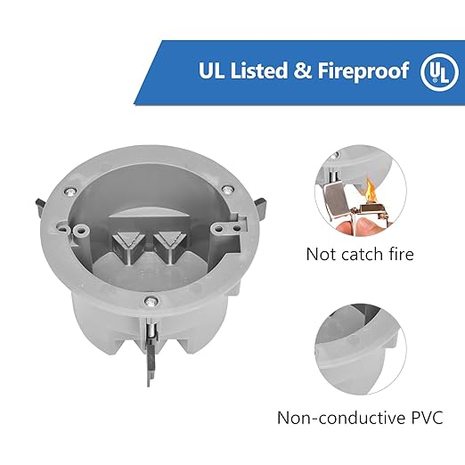 Round Electrical Box Old Work Ceiling Box, PVC, UL Listed, 48 Pack, Grey