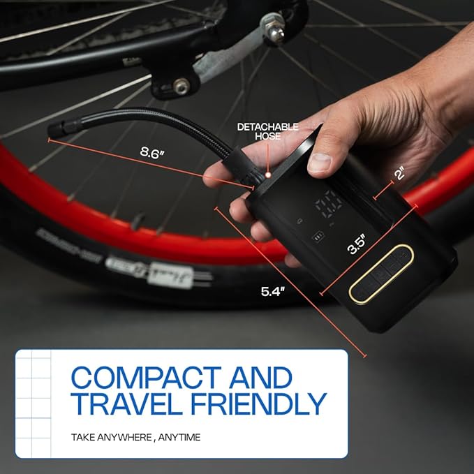 Portable Bike Air Compressor | Portable Bike Pump + Air Tire Pump | Compact & Powerful Tire Inflator for Bikes & Cars | Air Compressor by Revas