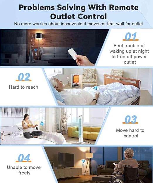 Remote Control Outlet, ELECTOP 15A/1500W Wireless Wall Mounted Power Switch, Long Range Electrical Switch Plug in On/Off for Lights, Fans, Christmas Lights, Household Appliance, Programmable