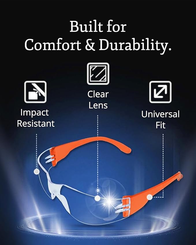 Aqulius 24 Bulk Safety Glasses for Men & Women - ANSI Z78.1 Certified - Scratch/Impact Resistant Crystal Clear Eye Protection Glasses for Construction, Shooting & More - Safety Goggles (6 Colors)