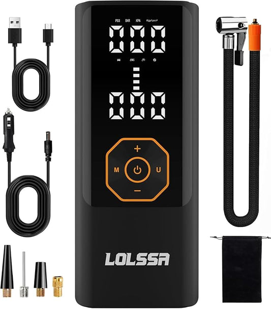 Tire Inflator Portable Air Compressor 180PSI Air Pump for Car Tires-Cordless Tire Pump with Pressure Gauge, Cigarette Lighter Plug for Motorcycle, Bike, Ball, Dual-Use Type