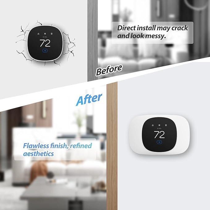 Trim Plate Compatible with ecobee Smart Thermostat Essential, Wall Plate Bracket Cover, Programmable Thermostat Accessory, Practical Kit, Bracket Mount Cover, Stylish Design