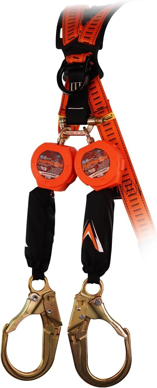 Malta Dynamics Pygmy Hog Web Self Retracting Lifeline – Fall Protection Retractable Safety Lanyard with Connector Kit and Rebar Hook, OSHA Compliant & ANSI Compliant (6 Foot Dual Kit)
