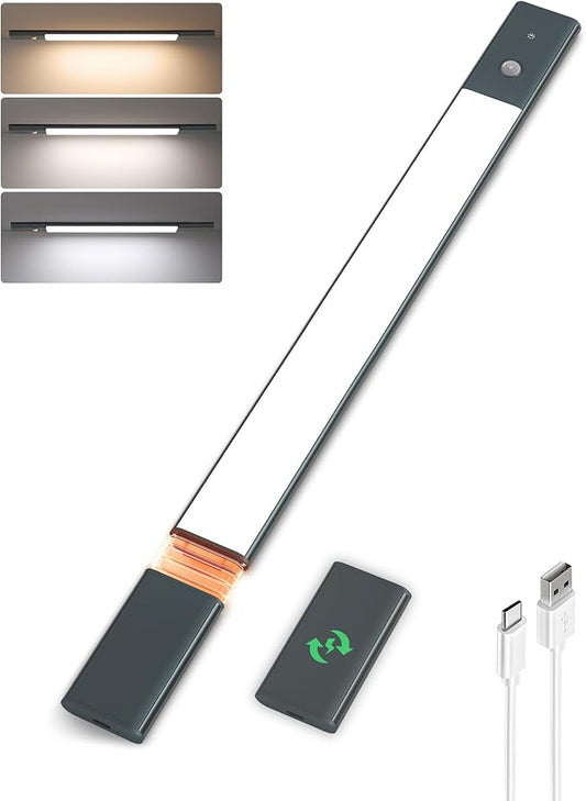 EZVALO Under Cabinet Lighting, Motion Sensor Lights with 2 Detachable Batteries, 76 LED Dimmable Closet Lights, 3 Color Temps, Under Counter Lights for Kitchen, Wardrobe