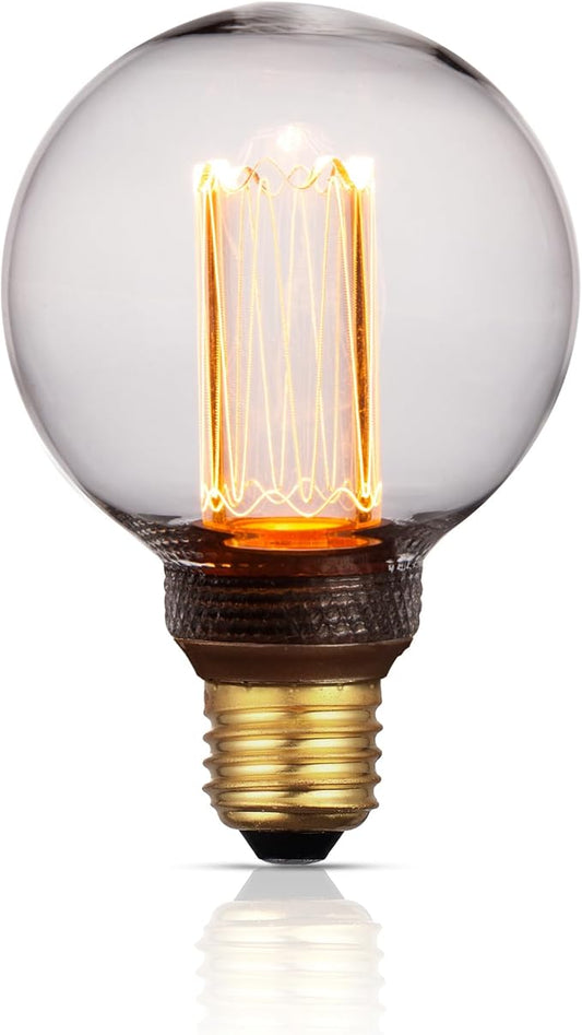 Globe Edison LED Light Bulb, Vintage Decorative Dimmable Bulb, Small Round Glass Cover, 3.5W Low Lumen Eye-Caring Soft Dim Lighting for Mood(Not Daylight White), E26 Medium Base, Clear RN G80