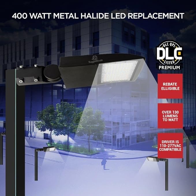 30,000 Lumen - 170lm to Watt - 185 Watt LED NextGen XT II Series Parking Lot Lights - 5000K - Slip Fit Mount - with photocell - 10kv Surge