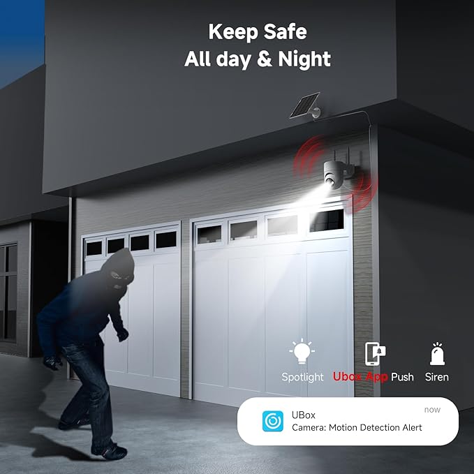 2K Solar Security Cameras Wireless Outdoor, 2PCS Outdoor Camera Wireless with 360° View, Cameras for Home Security with Color Night Vision/2-Way Audio, 2.4GHz Wi-Fi Only