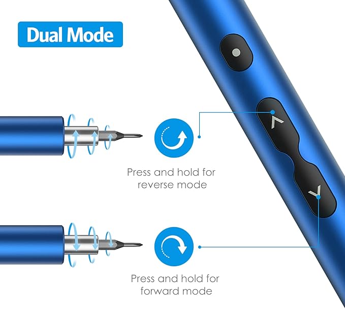 AMIR Electric Screwdriver for PC Building, 28 IN 1 Small Power Automatic Screwdriver Set with 24 Bits, Rechargeable Portable Magnetic Repair Tool Kit with LED Lights for Laptops, Watches, Blue