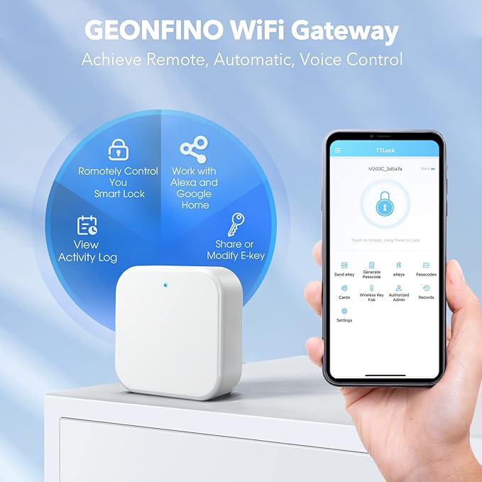Smart Wi-Fi Gateway, G2 Hub for Keyless Entry Remote Control & Manage Bluetooth Deadbolt Door Lock with TTLock App, Wi-Fi Bridge Compatible with Alexa Google Home for Voice Control