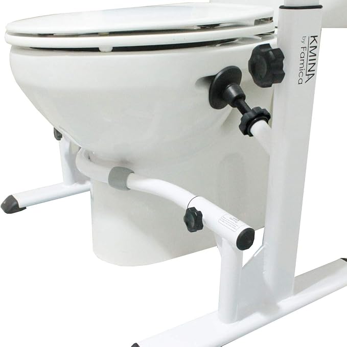 KMINA - Toilet Safety Rails for Seniors (330 lbs), Frame with Arms, Adjustable Height and Width, Grab Bars