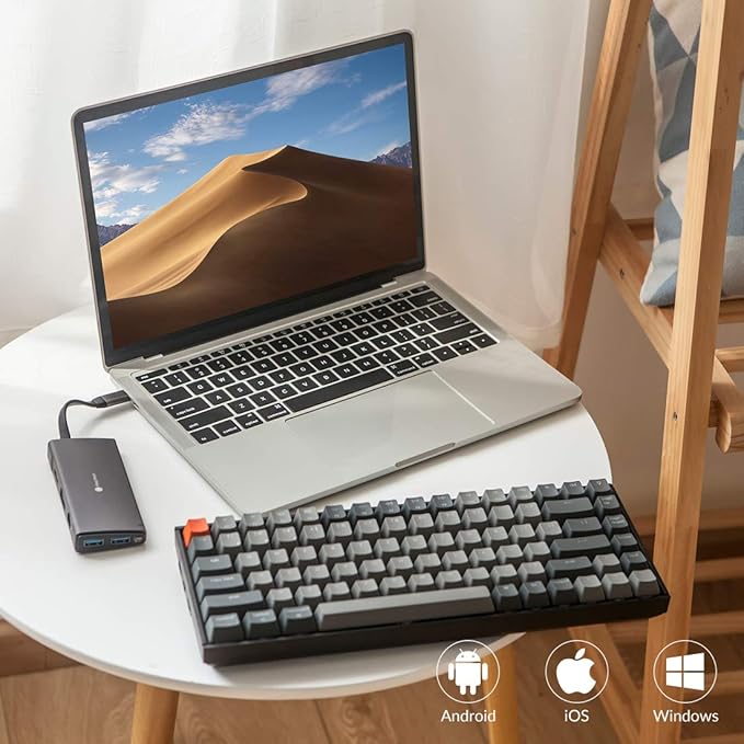 Keychron K2 75% Layout RGB Bluetooth Wireless Mechanical Keyboard with Gateron G Pro Red Switch/Anti Ghosting/N-Key Rollover, Compact 84 Keys USB Wired Gaming Keyboard for Mac Windows-Version 2