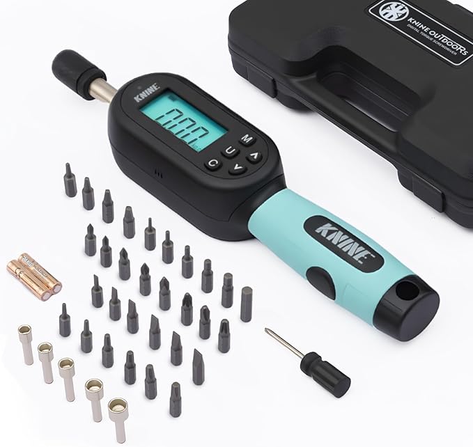 KNINE OUTDOORS 1/4 inch Digital Torque Screwdriver Wrench Driver Set, Inch Pounds lbs for Maintenance, 10-100 in-lb (1.2–12 Nm), Hex Bits, For Tools, Bike Repairing and Mounting