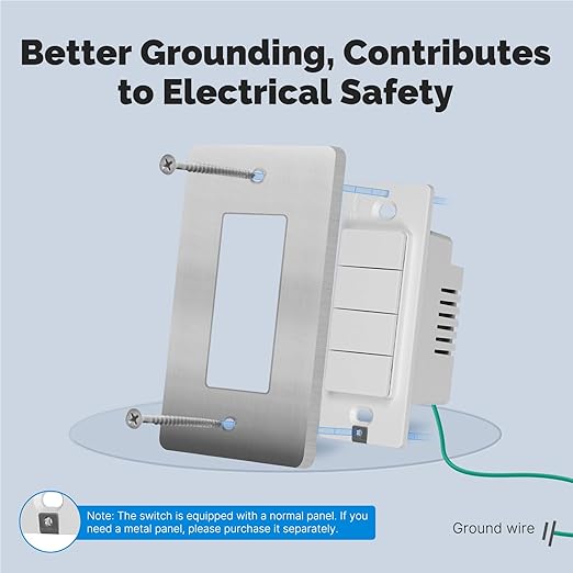 Matter WiFi Smart Light Switches, Netural Wire Required, 2.4GHz Single Pole Switch, Compatible with Alexa Assistant, Remote Control, Voice Control, No Hub Required (4 Way)