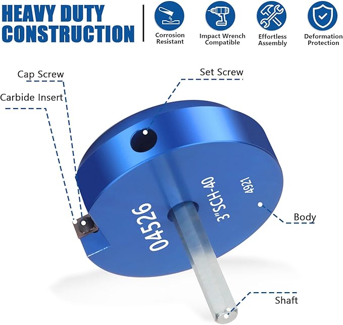 XJX PPR300 PVC Pipe Reamer, 3" Head Aluminum PVC Fitting Saver Fit Into Standard 1/2" Drill and 3/8" Hex Shaft