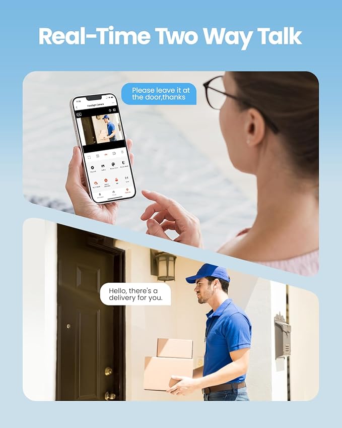 Olafus Floodlight Camera Outdoor – 2K QHD Security Cam with Motion-Activated Flood Lights, Custom Detection Zones, Color Night Vision, 2-Way Talk & 55W Dimmable Lighting White