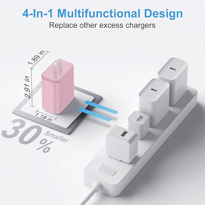 USB C Charger Block,40W USB C Charger Cube,Type C Charging Block,USB Wall Chargers Dual Port PD+QC Charging Cube for iPhone 16 15 14 13 12 11 Pro Max XS,iPad, Samsung Phone,Tablet(Pink)
