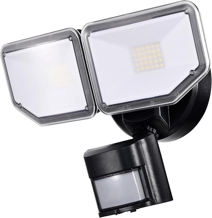 40W LED Security Lights Motion Sensor Light Outdoor, 180 Degree, 4000 LM Motion Security Light, 5000 K, ETL Water Resistant, Clear 2 Head Motion Detector Flood Light for Garage, Yard (Black)