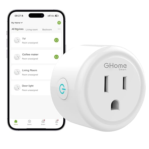 GHome Smart Mini Smart Plug Compatible with Alexa and Google Home, WiFi Smart Outlet Socket Remote Control with Timer Function, Only Supports 2.4GHz Network, No Hub Required, ETL FCC Listed