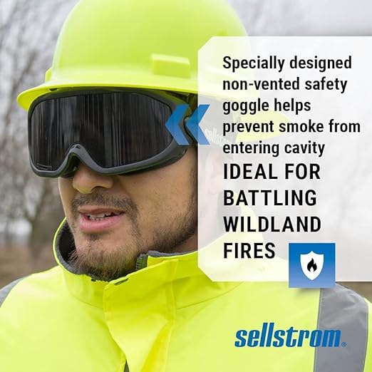 Sellstrom Odyssey II Wildland Fire Safety Goggles - Anti-Fog, Anti-Scratch Eye Protection Goggles for Men & Women - FR Strap, fits over Glasses, ANSI Z87.1