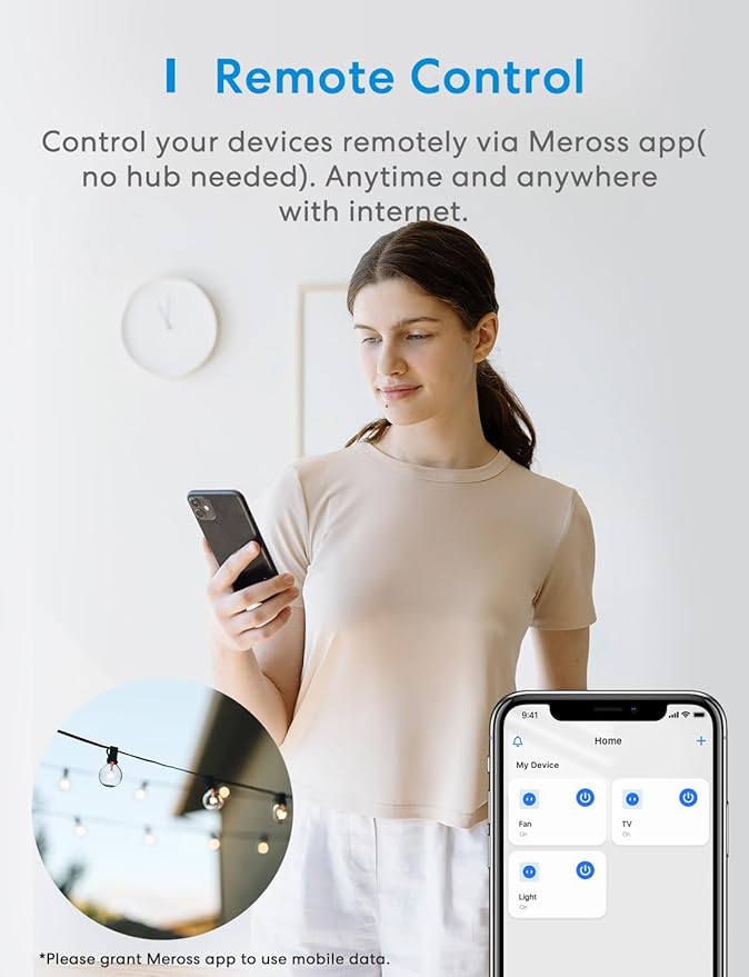 meross Outdoor Dimmer Plug, Smart Outdoor Plug Works with Apple HomeKit, Alexa, Google Home, IP44 Outdoor Dimmer for String Lights Lamps, Patio Lights with Voice & Remote Control, Schedule & Timer