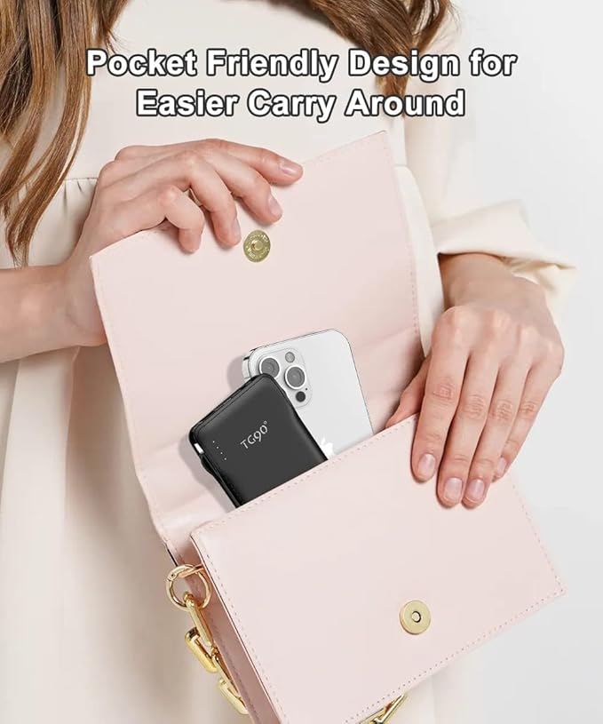 TG90° Portable Charger with Cords 10000mAh Power Bank with Built in Cables Battery Backup Cell Phone External Battery Pack Compatible with iPhone 16 15 14 13 12 Samsung S22 S21 Google iPad etc