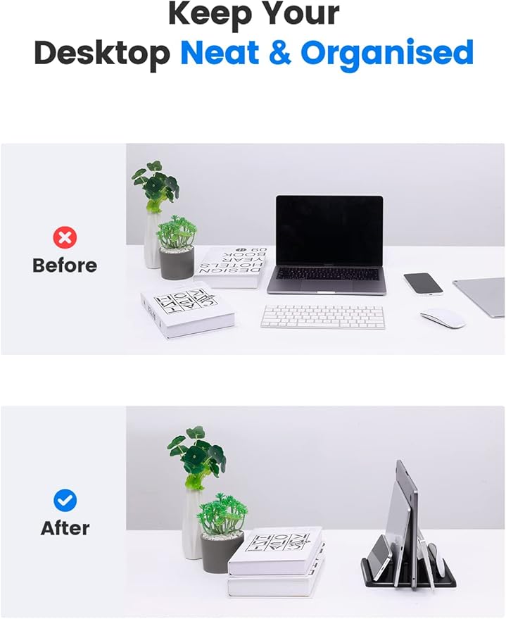 3-Slot Vertical Laptop Stand Holder,Adjustable ABS Plastic Desktop Notebook Dock,Vertical Laptop Stand Space-Saving for All MacBook/Surface/Samsung/HP/Dell/Chrome Book