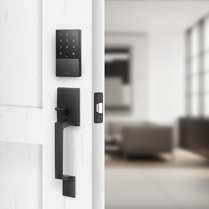 Aqara Front Door Handleset, Single Cylinder Exterior Door Entry Handle with Door Lever, Reversible for Right and Left Handed Sided Doors, Non-Locking, Ideal for Modern Doors Smart Locks