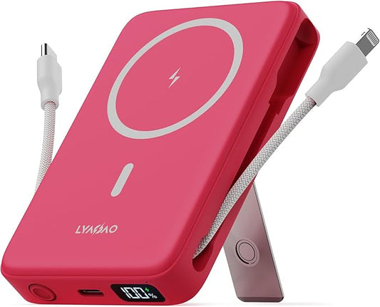 2025 Latest Portable Charger, 16800mAh Magnetic 15W Wireless Power Bank with 2 Built in Cables, LED Display Battery Pack Travel Essentials for iPhone 17/16/15/14/13/12/Pro/Mini/Pro Max