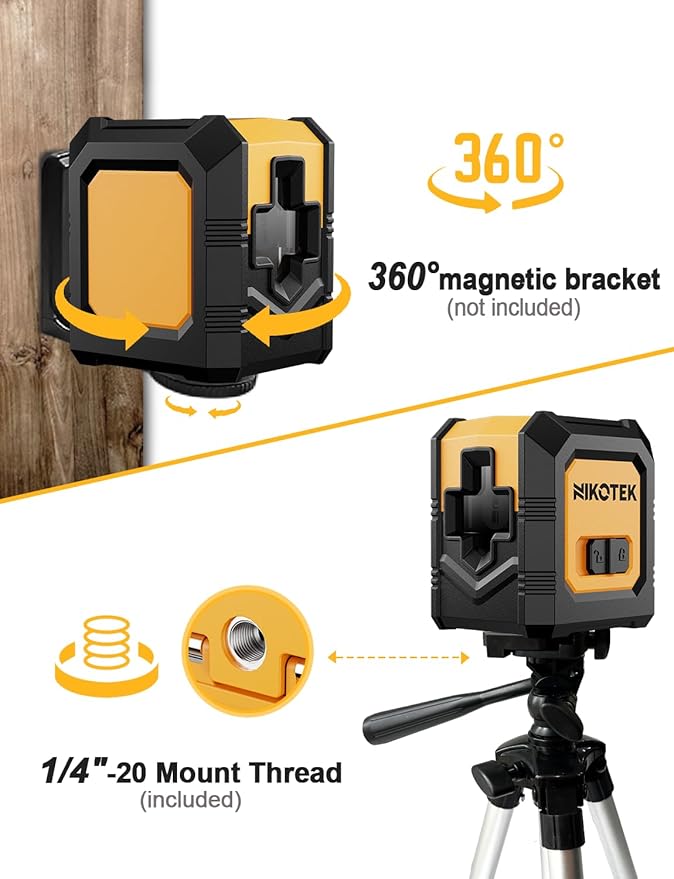 Laser Level with Tripod, Self-Leveling Green Beam Horizontal and Vertical Cross-Line Laser for Home Decoration Carrying Pouch, Battery Included