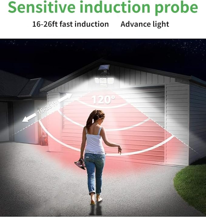 Generic Solar Outdoor Lights 3500LM 333 LED Security Lights with Remote Control,4 Heads Motion Sensor Lights, IP65 Waterproof,320° Wide Angle Flood Wall Lights with 3 Modes(2 Packs), Black