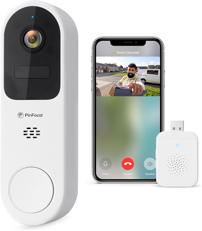 2K Wireless Video Doorbell Camera with Chime, 180-Day Battery Life, Front Door Home Security, Instant Alerts, 2-Way Talk, PIR Detection, Night Vision, Cloud Storage, IP65 Waterproof, 2.4G WiFi Only