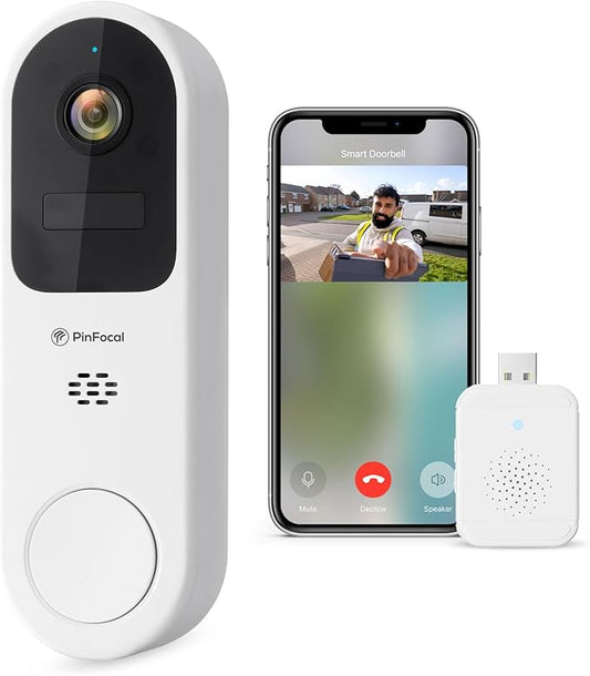 2K Wireless Video Doorbell Camera with Chime, 180-Day Battery Life, Front Door Home Security, Instant Alerts, 2-Way Talk, PIR Detection, Night Vision, Cloud Storage, IP65 Waterproof, 2.4G WiFi Only