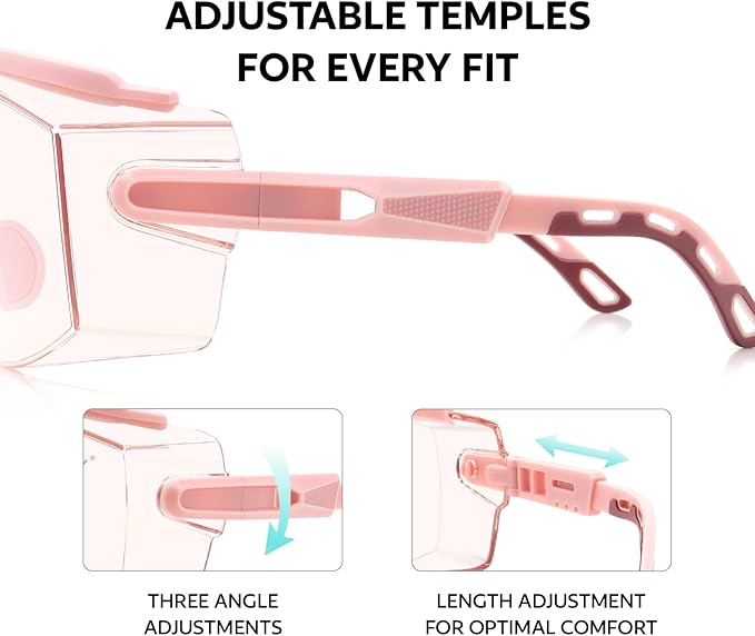 UKNOW Safety Glasses Over Eyeglasses, Anti Fog Safety Goggles ANSI Z87.1, Adjustable Protective Eyewear