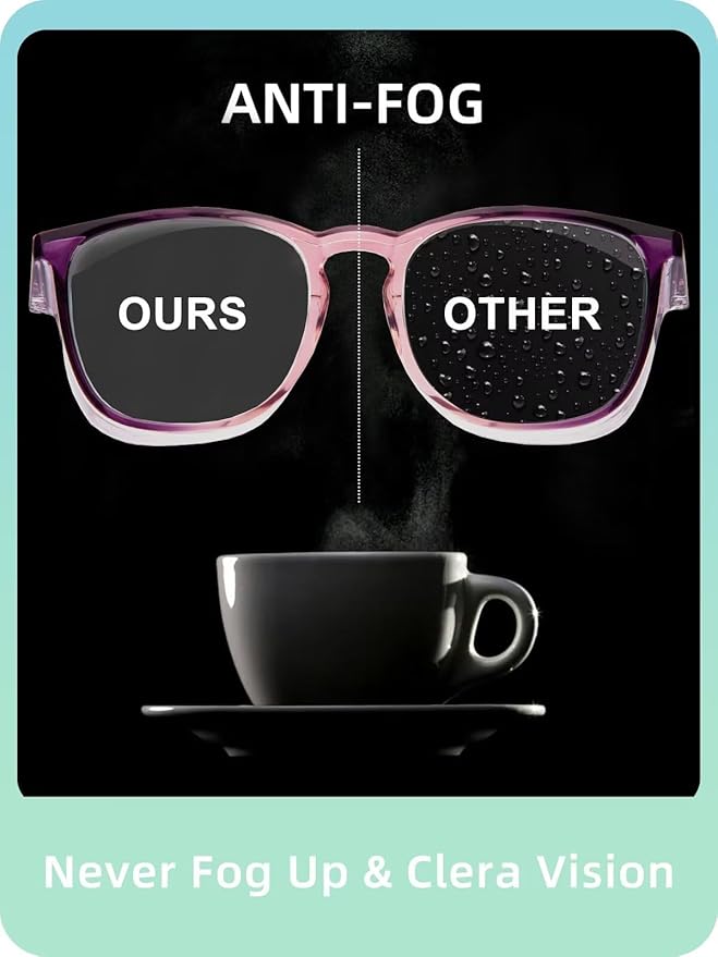 LianSan Oversize Anti-Fog Safety Glasses for Nurses, Z87.1 Certified Goggles for Women, Square UV Protection