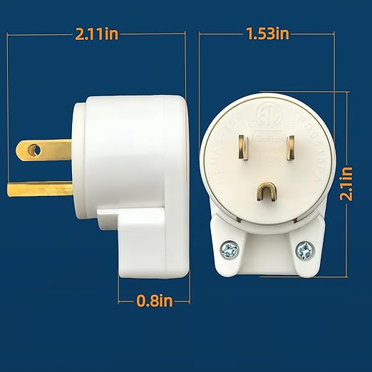 USA Canada Nema 5-15P 15AMP 125V Household 3 Pole DIY Right Angle AC Plug 90 Degree 12 Directions Adjustable Plug White ETL Listed (2)