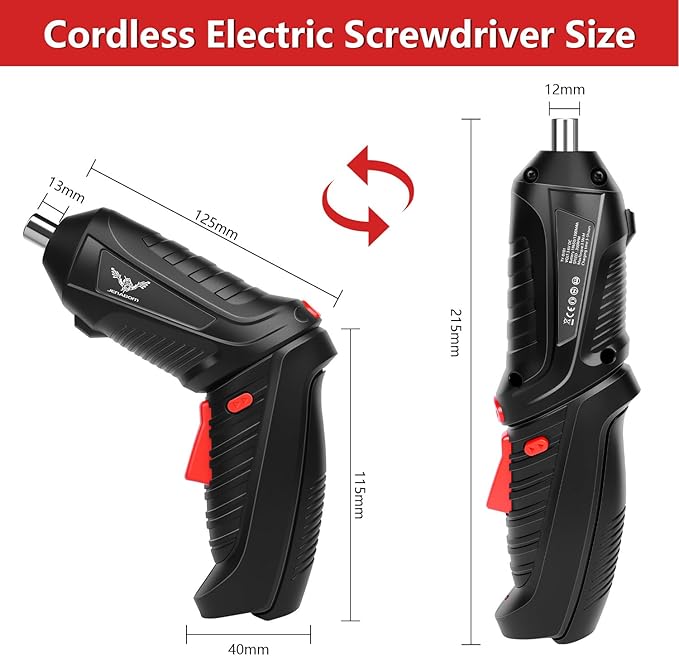 8 in 1 Electric Screwdriver Cordless Drill Rechargeable Set 3.6V Li-ion 3.5N·m Max Torque Electric Rotatable LED Light Screwdriver Multi-Angle Work balck for Home Office DIY Tools
