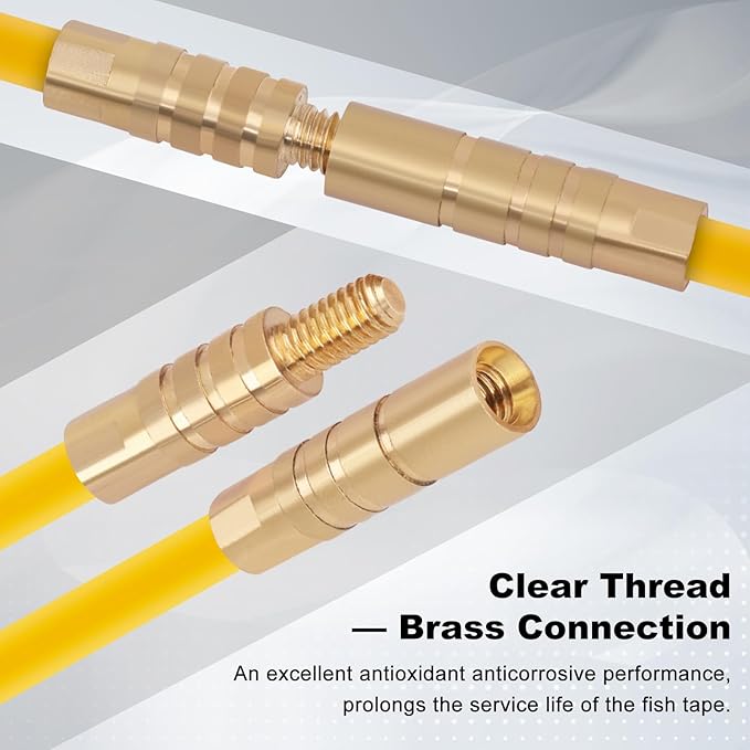 22FT Fiberglass Running Electrical Wire Cable Pulling Fish Tape kit in a Carrying Case Through Wall Cable Snake Rods Electrical Tools Kit with Different Attachments