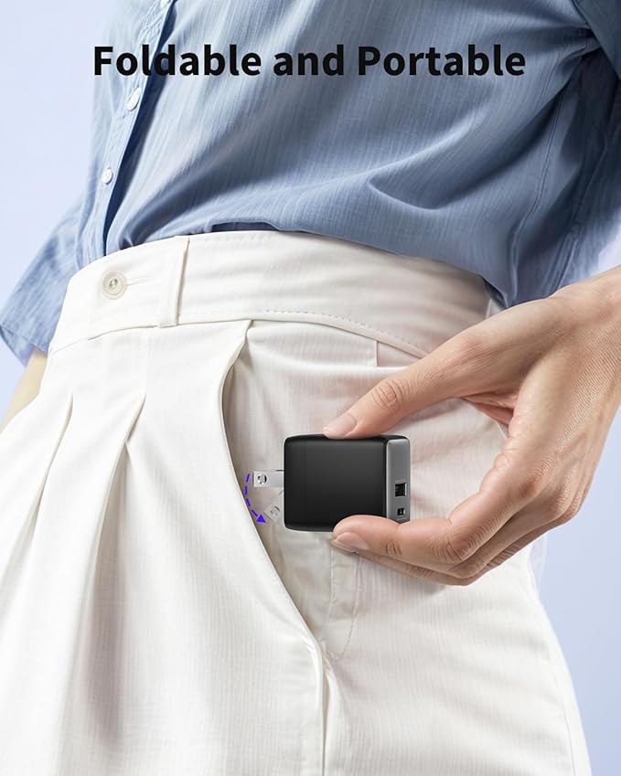 USB C Charger Block, 30W USB C Fast Charging, Dual-Port Compact USB Charger Block with Foldable Plug, Compatible with 16/16 Pro/15/15 Plus/15 Pro/15 Pro Max/14/13/12/11 (2 Pack)