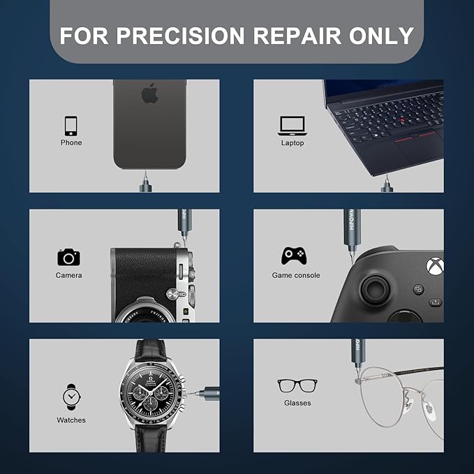 Mini Electric Screwdriver Set, 49-in-1 Electric Precision Screwdriver Cordless, 5 Torque Settings, LED Lights, Pry Bar, Tweezer, Repair Tool Kit for Computer PC Phone Camera Watch