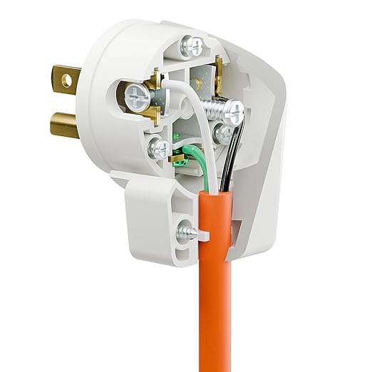 12-Direction Adjustable Nema 5-15P Right Angle Plug - 15A, 125V, White, ETL Verified