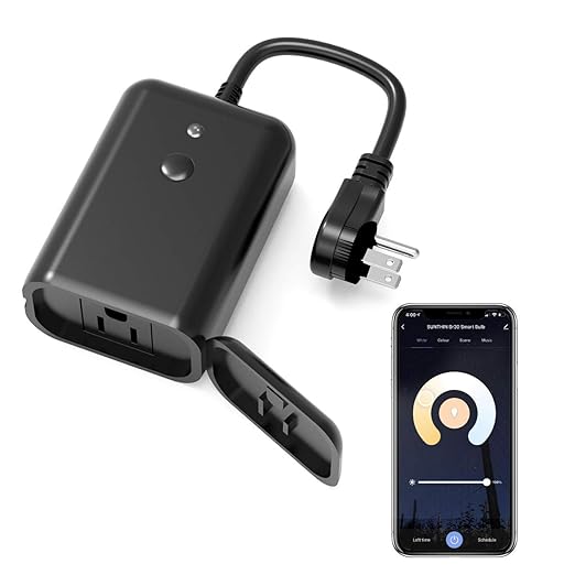 SUNTHIN Smart Outdoor Dimmer for String Lights, WiFi Smart Dimmer Compatible with Alexa and Google Assistant, IP44 Waterproof with Max Power 350W for Incandescent, 150W for LED(4 Pack)