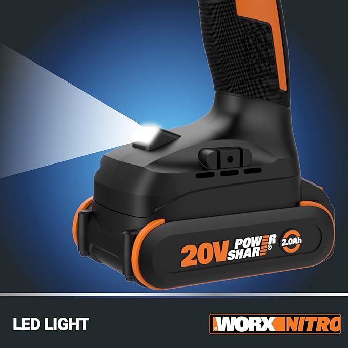 Worx Nitro 20V Cordless 1/2" Drill Driver With Brushless Motor, Compact & Lightweight Set Only 6" and 3 lbs., Power Share Compatible WX130L.9 Tool Only